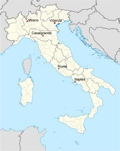 Map of Queer Tango in Italy 2014