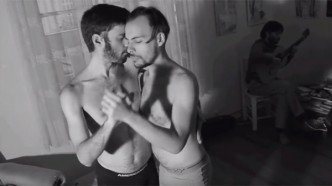 Two Men Dancing in Underwear